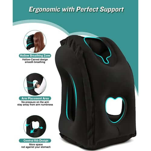 ✈️ LIMITED-TIME 50% OFF! 💨 Inflatable Travel Pillow | 360° Support – Soft Flocking, Quick Inflate, Compact ✨