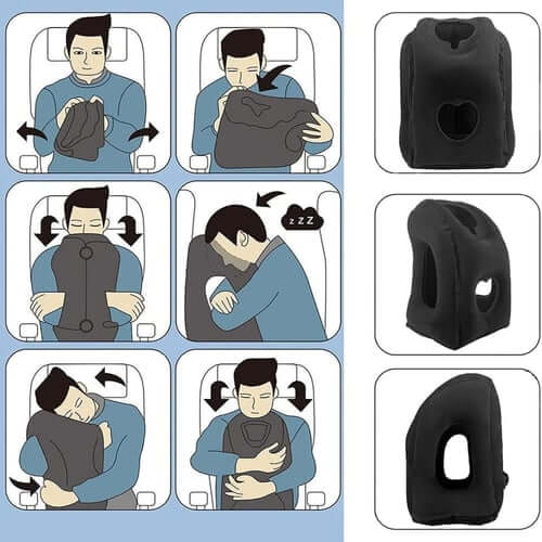 ✈️ LIMITED-TIME 50% OFF! 💨 Inflatable Travel Pillow | 360° Support – Soft Flocking, Quick Inflate, Compact ✨