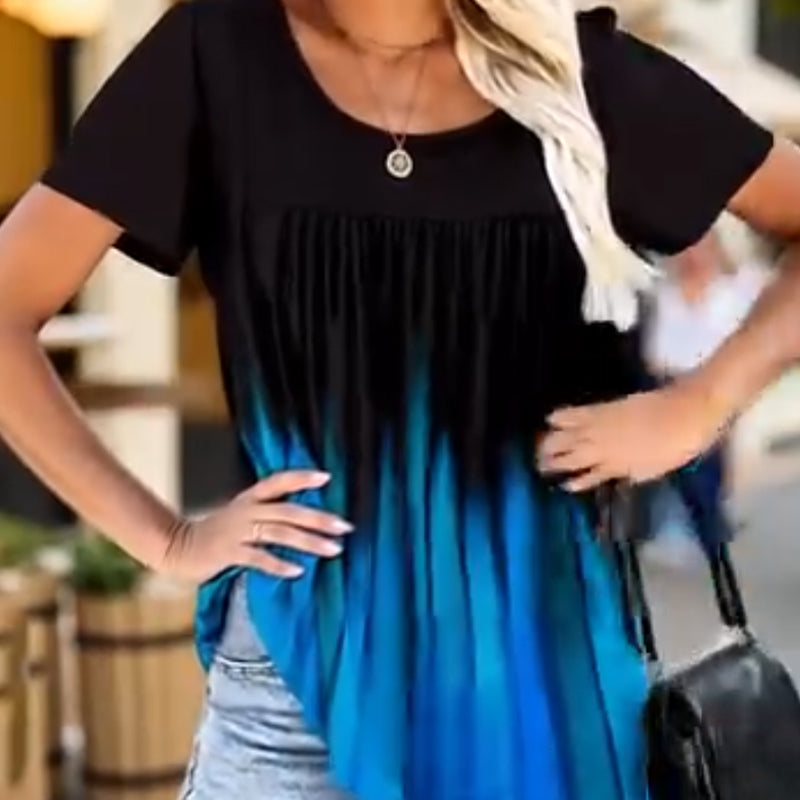 Women's Fashion Gradient Cozy Crew Neck T-Shirt