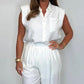 Sleeveless Shirt + Wide Leg Pants Set