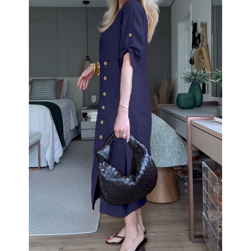 🌸NEW HOT SALE✨Women's Button-Down Side Slit Maxi Dress