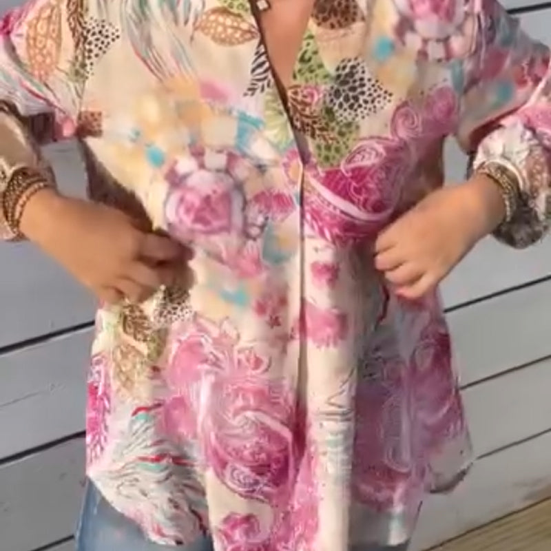 💕Women's Printed V-Neck Blouse💕