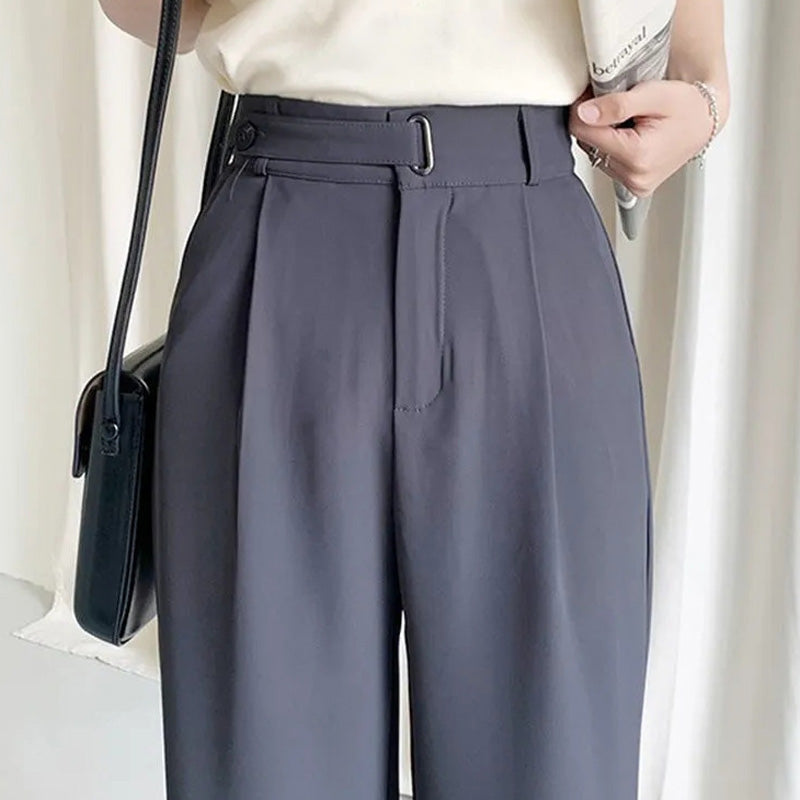 Draped Straight Leg Casual Simple Suit Pants