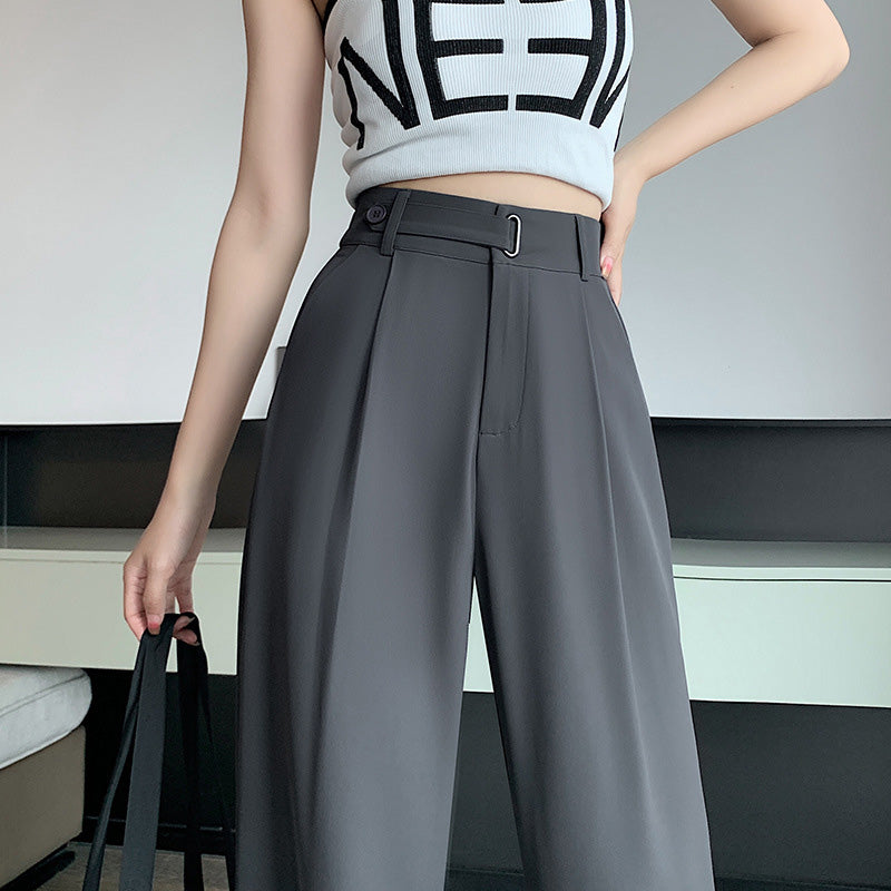 Draped Straight Leg Casual Simple Suit Pants