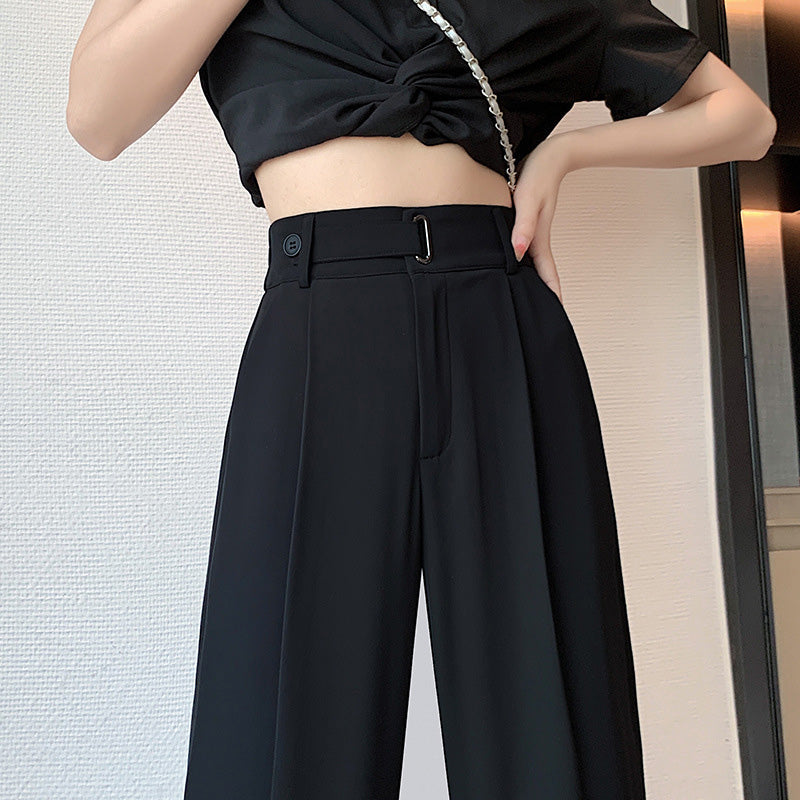 Draped Straight Leg Casual Simple Suit Pants