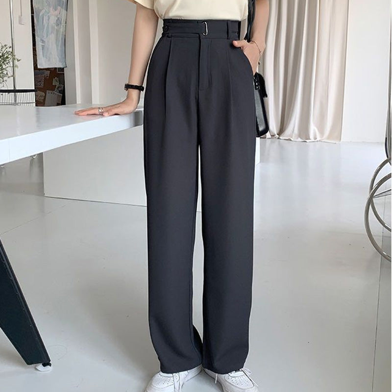 Draped Straight Leg Casual Simple Suit Pants
