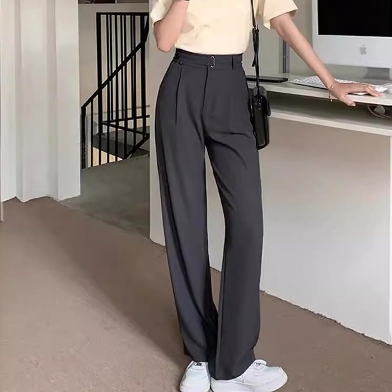 Draped Straight Leg Casual Simple Suit Pants