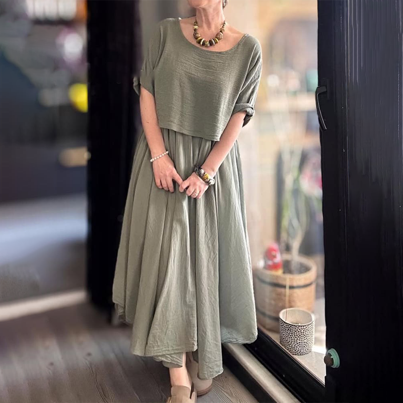 ⏳Limited time 50% off⏳Women's Round Neck Loose Top & Long Skirt Set