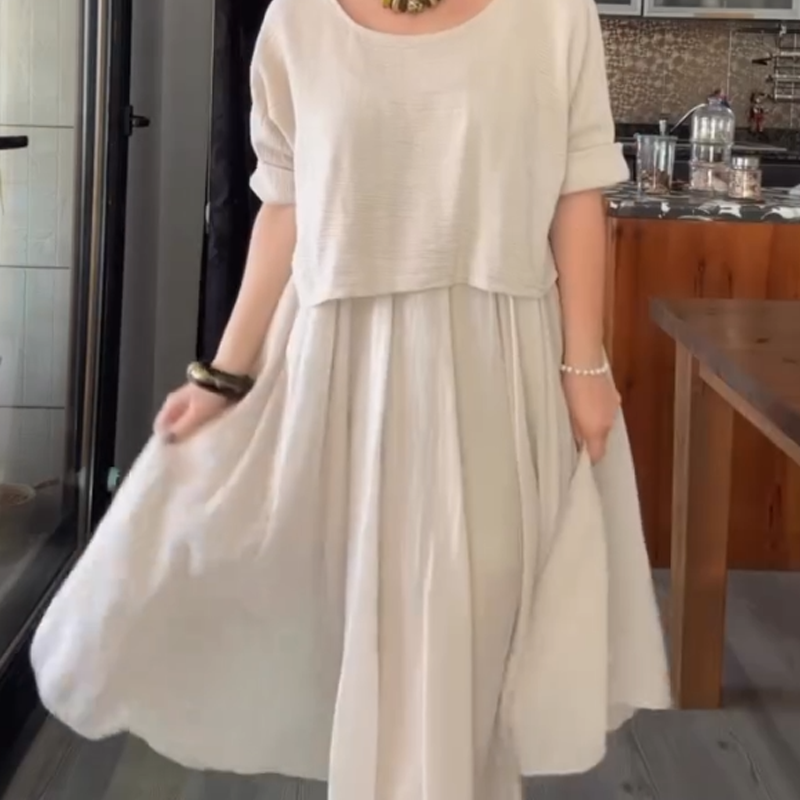 ⏳Limited time 50% off⏳Women's Round Neck Loose Top & Long Skirt Set