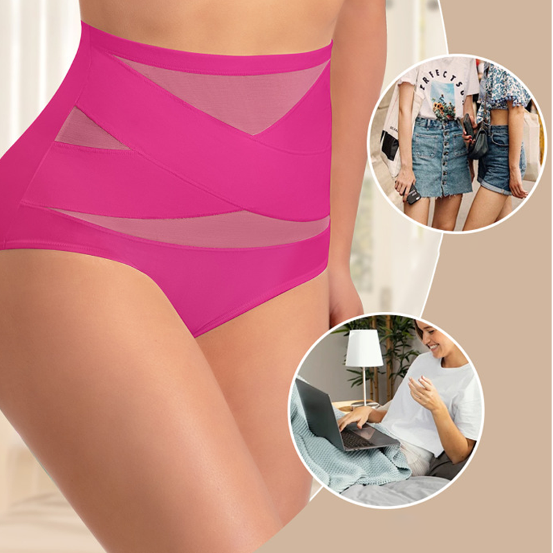 🌸  Special Price £6.49（each） ! 🔥Buy 1 Get 1 Free🎁Plus-Size High-Waist Cross Tummy Control Panties