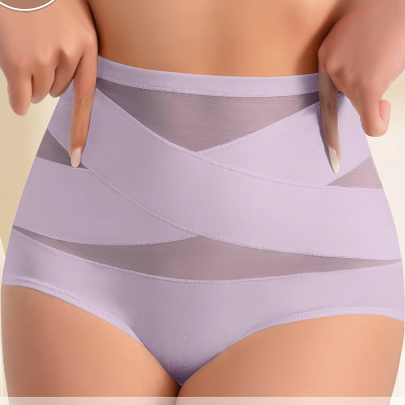 🌸  Special Price £6.49（each） ! 🔥Buy 1 Get 1 Free🎁Plus-Size High-Waist Cross Tummy Control Panties