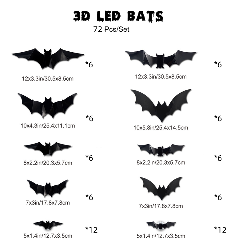 🦇Halloween 3D Bat LED Wall Light Decor 💡 – Easy Installation | Soft LED Glow for Living Room/Bedroom Festive Vibe