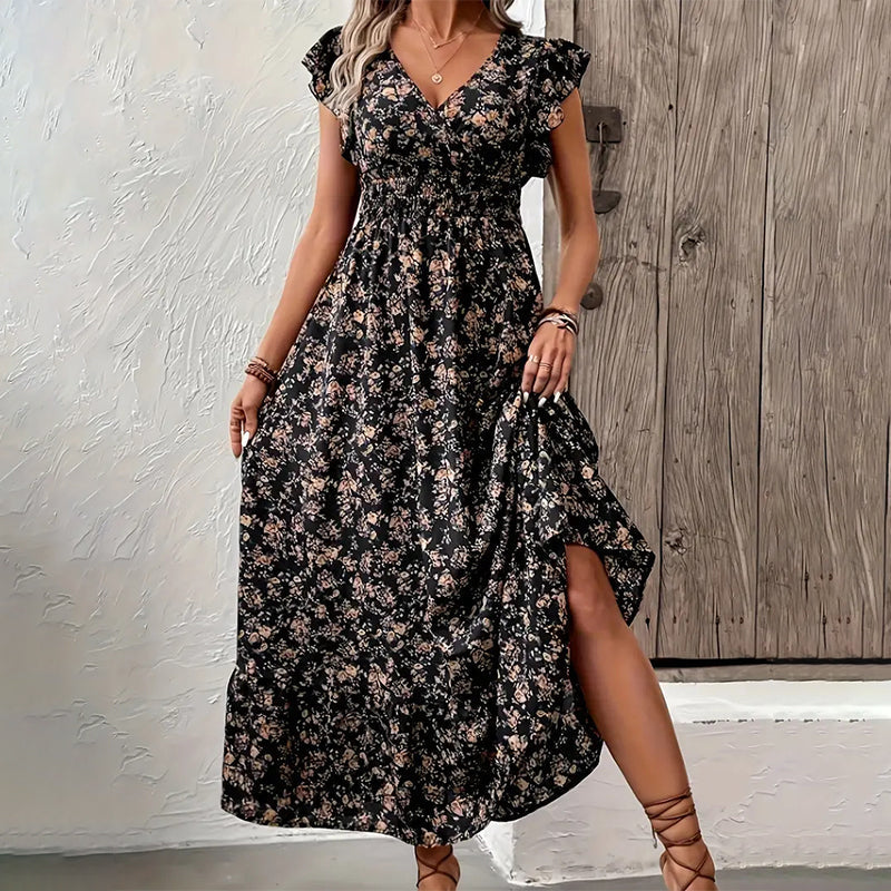 💃2026 Limited Time Sale - 50% OFF☀️Flowy V-Neck Floral Maxi Dress