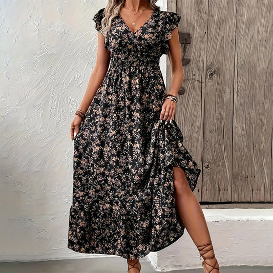 💃2026 Limited Time Sale - 50% OFF☀️Flowy V-Neck Floral Maxi Dress