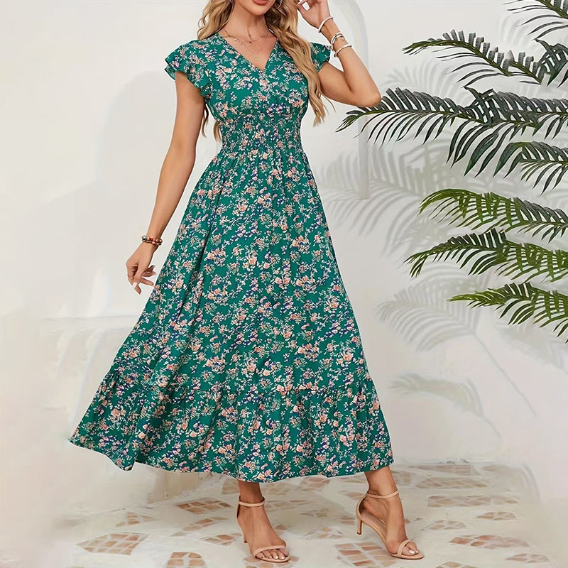 💃2026 Limited Time Sale - 50% OFF☀️Flowy V-Neck Floral Maxi Dress