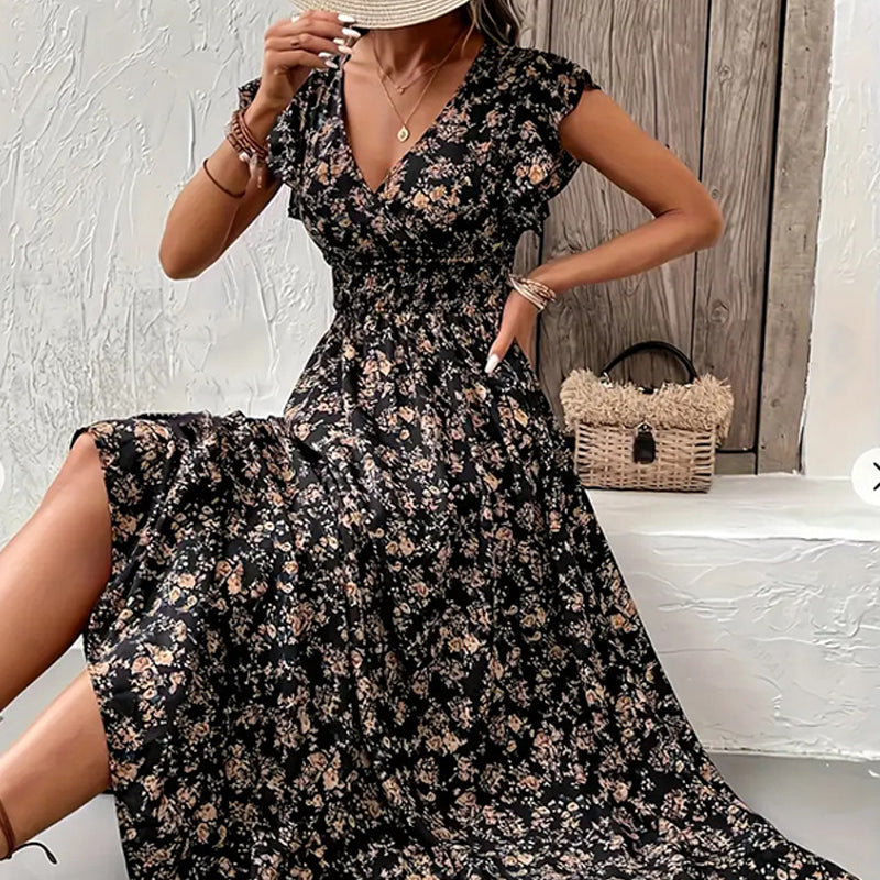 💃2026 Limited Time Sale - 50% OFF☀️Flowy V-Neck Floral Maxi Dress