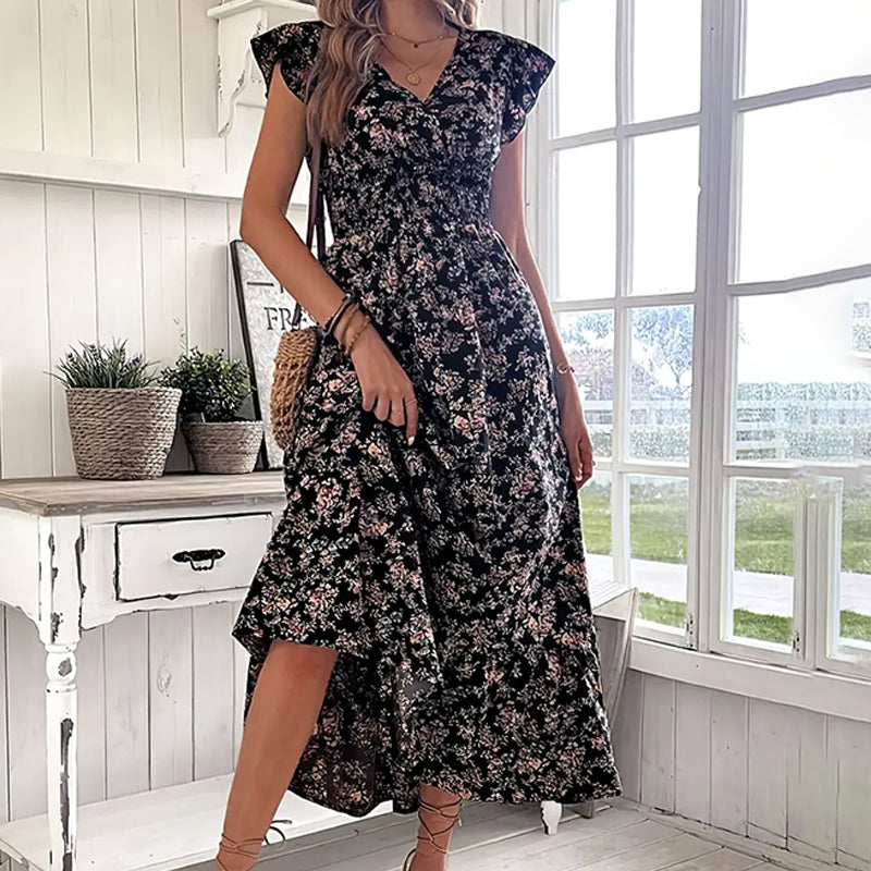 💃2026 Limited Time Sale - 50% OFF☀️Flowy V-Neck Floral Maxi Dress