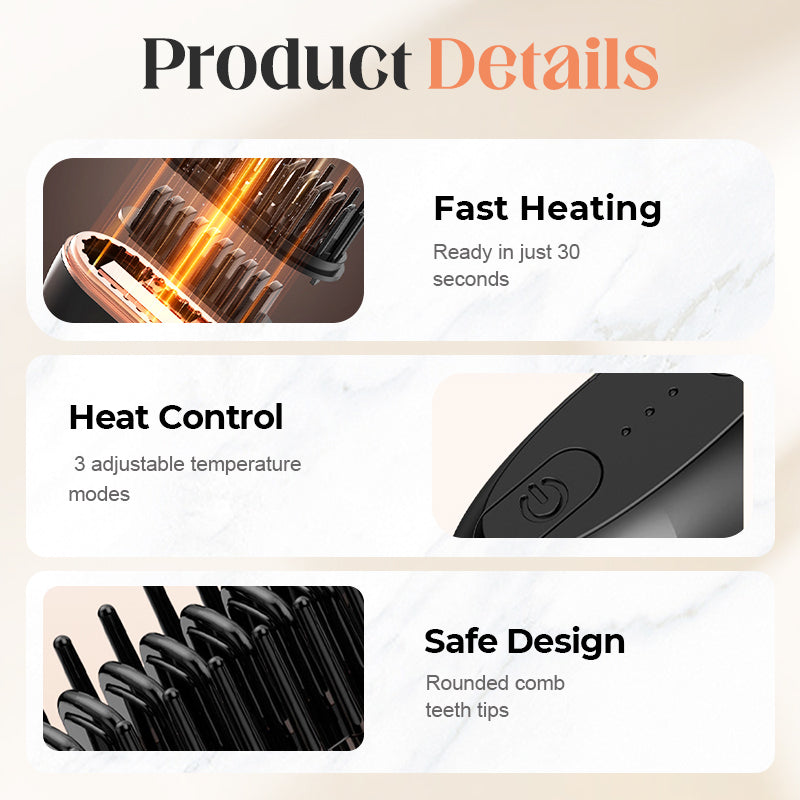 Mini Cordless Straightening Comb | Travel-Sized, Ceramic & Wireless