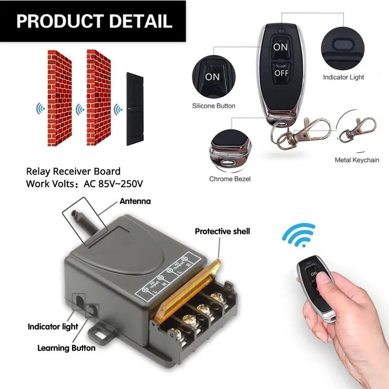 🔌 53% OFF NOW ! ⚡ Wireless Remote Control Switch and Receiver Kit – Easy Installation, Wide Compatibility & Safe Operation 🏠