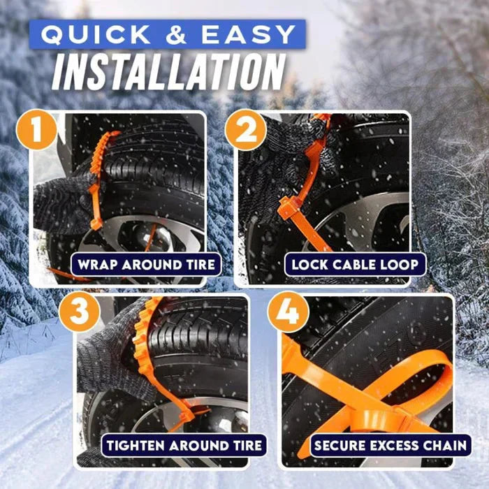 ⛓️Heavy Duty Steel Snow Chains | Maximum Traction for UK Ice, Mud & Slippery Roads | Universal Car Fit