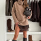 ❄️New Year Sale 50% OFF!!⚡Long Sleeve Turtleneck Sweater Dress - Cable Knit, Oversized Fit for Winter Layering (Minimalist Style)