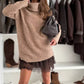 ❄️New Year Sale 50% OFF!!⚡Long Sleeve Turtleneck Sweater Dress - Cable Knit, Oversized Fit for Winter Layering (Minimalist Style)