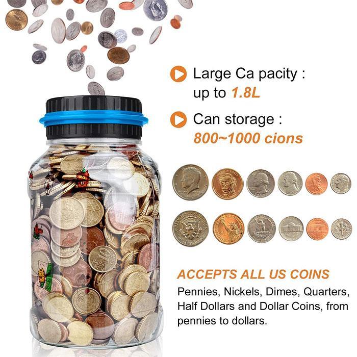 📢📢53% OFF ! ⏰Watch Savings Grow – Digital Money Box with Auto Coin Counting & Target Setting