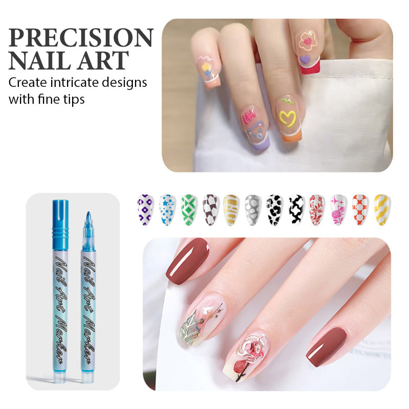💅 12-Color Acrylic Nail Art Pens Set | Year-End Mega Upgrade Launch | Fine Tip for Detailing, DIY Design & Water-Based Formula | Professional Manicure & Craft Kit