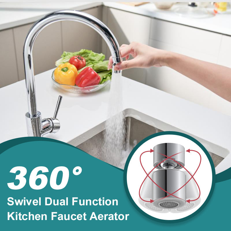 360° Swivel Dual Function Kitchen Faucet Aerator+ Free 8-Piece Adapter Set