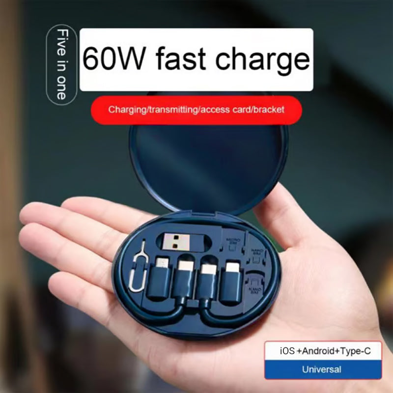 End Cable Clutter | Universal 9-in-1 Charging Case | Pocket-Sized Kit with Stand