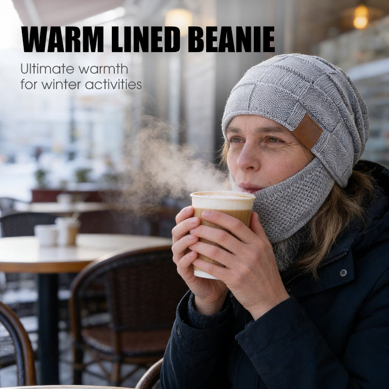Thermal Beanie Hat with Face Mask | Windproof & -18°C Warmth for Cycling, Hiking, UK Winter