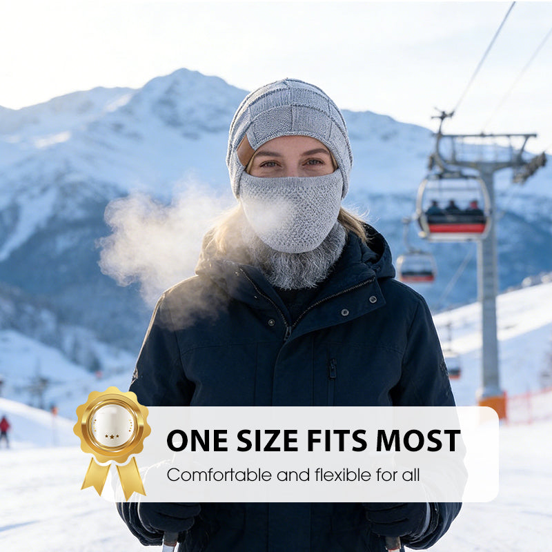 Thermal Beanie Hat with Face Mask | Windproof & -18°C Warmth for Cycling, Hiking, UK Winter