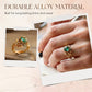 Green Synthetic Crystal Ring with Intricate Leaf
