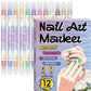 💞50K+ SOLD!✨Dual‑Tip Nail Art Pens – Quick‑dry, no UV lamp. Fine & brush tips. 12/24 vibrant colors. Easy DIY at home. No smudges, just art! 💅🖌️