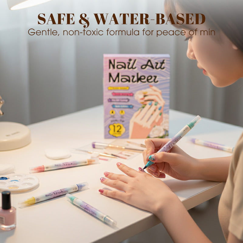 💞50K+ SOLD!✨Dual‑Tip Nail Art Pens – Quick‑dry, no UV lamp. Fine & brush tips. 12/24 vibrant colors. Easy DIY at home. No smudges, just art! 💅🖌️