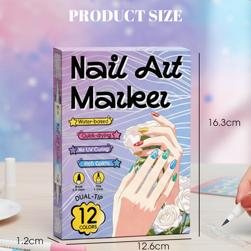 💞50K+ SOLD!✨Dual‑Tip Nail Art Pens – Quick‑dry, no UV lamp. Fine & brush tips. 12/24 vibrant colors. Easy DIY at home. No smudges, just art! 💅🖌️