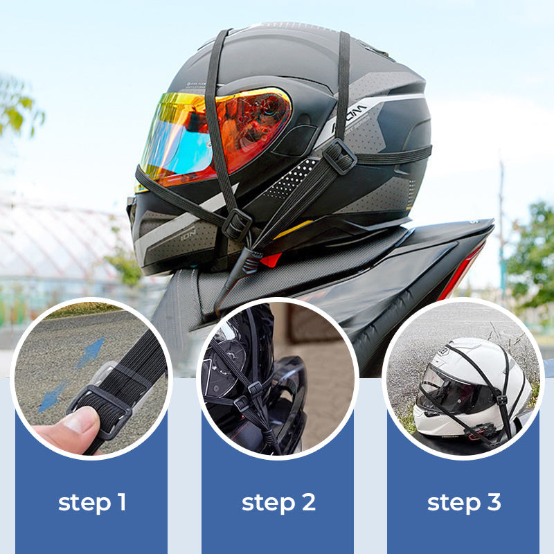 🏍️53% OFF NOW! Universal Motorcycle Helmet Luggage Rope with 2 Hooks‑Adjustable Elastic Bungee Strap, Secure Helmet & Cargo Fastening Cord for Motorbike Travel