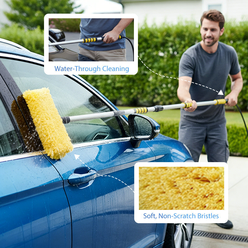 🚗 Clan Your Car Without Bending 60" Extendable Brush Reach Every Spot Fast No Scratches🧼💦