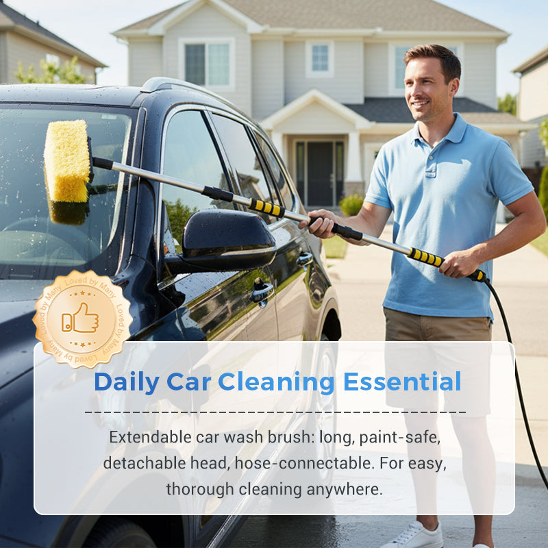 🚗 Clan Your Car Without Bending 60" Extendable Brush Reach Every Spot Fast No Scratches🧼💦