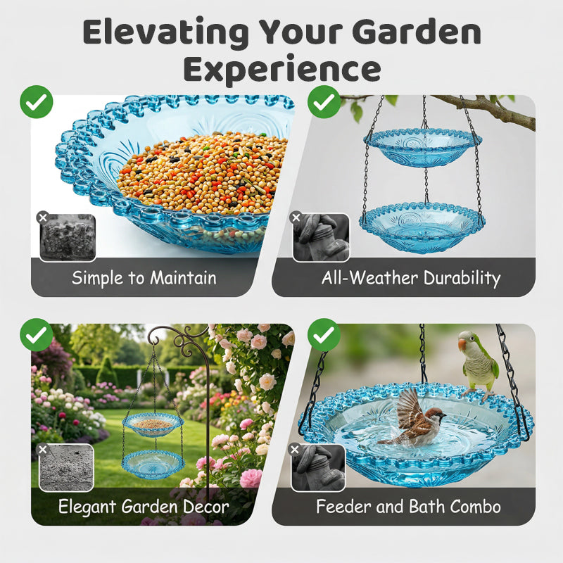 🦜Vintage-Style Hanging Bird Feeder & Bath