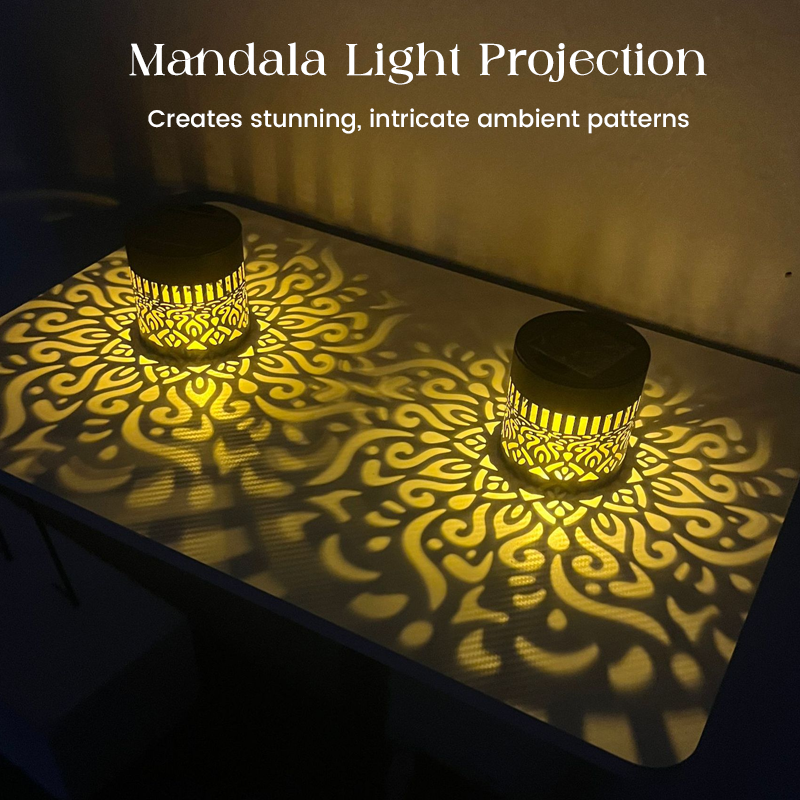 🌞 Solar-Powered Mandala Light Projector – Decorative and Atmospheric Effect for Gardens and Outdoor Areas ✨🌸