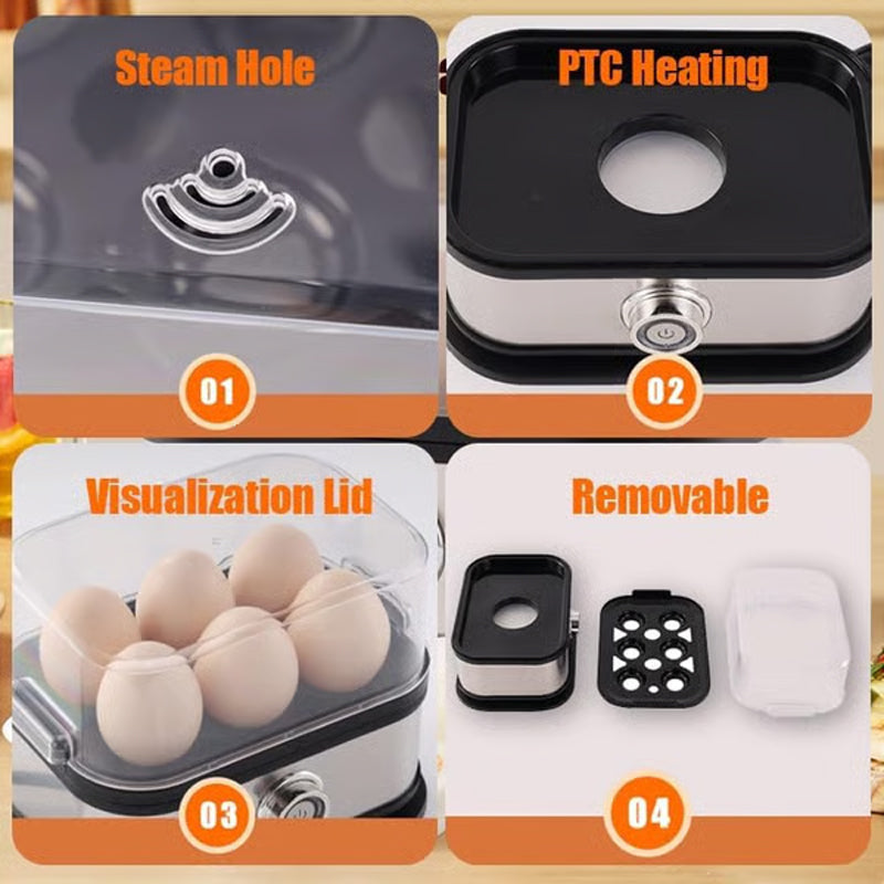 🥳2026 HOT SALE🥳💞50K+ SOLD! 🥚🍳 Multifunctional Egg Steamer with Clear Lid – boil, poach or omelet, auto shut-off, compact. Quick healthy breakfasts! 🛡️✅