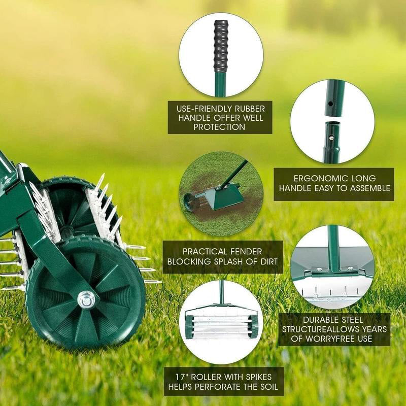 【Free Shipping 】+ ⏰Limited-time 58% off|Rolling Lawn Aerator with Handle🏡🌱