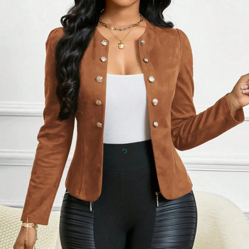 🔥🎁New 47% OFF🔥Women's Faux Suede Collarless Open Front Jacket
