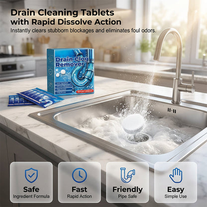 🧼 BUY 2 GET 1 FREE! 🚰 Effervescent Drain Clog Remover Tablets – Fast-Acting, Safe for Pipes & Removes Odors for Smooth Drains ✨