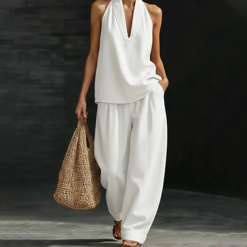 💐50% OFF ! Halter Top & Wide-Leg Pants Set – Everyday Elegance 💃✨【Limited Offer】