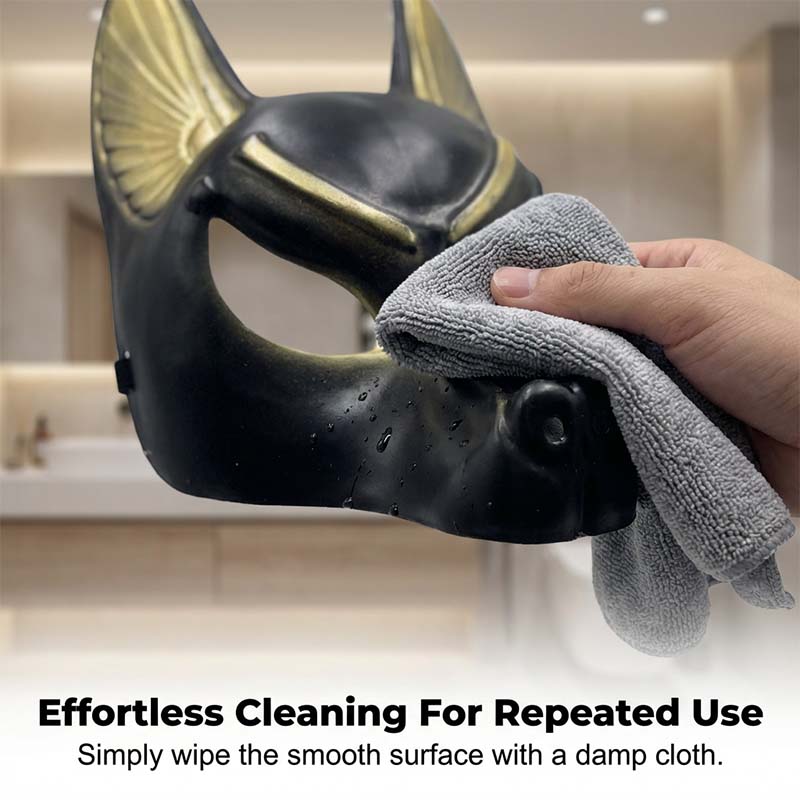Egyptian Anubis Mask: Hand-Painted Faux Gold Leaf Jackal Mask for Cosplay & Luxury Wall Decor