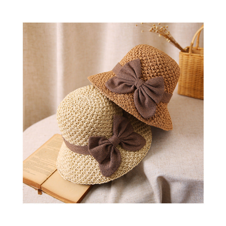 🎀 52% DISCOUNT 👒 | Straw Hat with Retro Bow – Foldable & Breathable for Summer