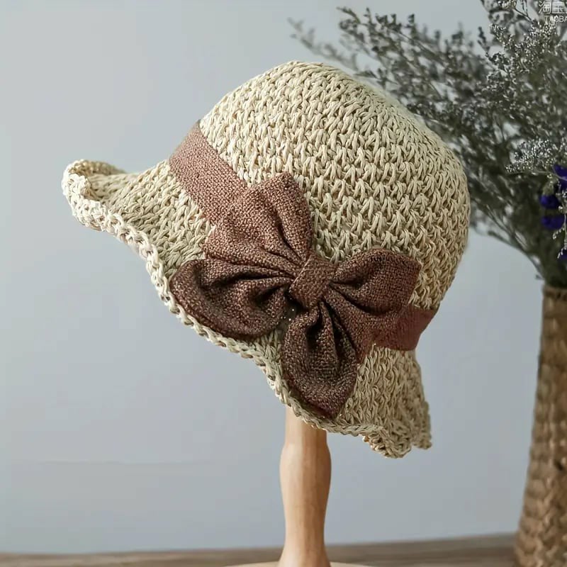 🎀 52% DISCOUNT 👒 | Straw Hat with Retro Bow – Foldable & Breathable for Summer