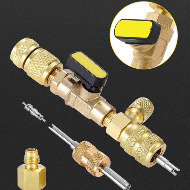 ❄️ 50% OFF NOW! 🔩 AC Valve Core Removal Tool – Dual SAE Ports, Solid Brass Build, Includes 10 Extra Cores 🔧